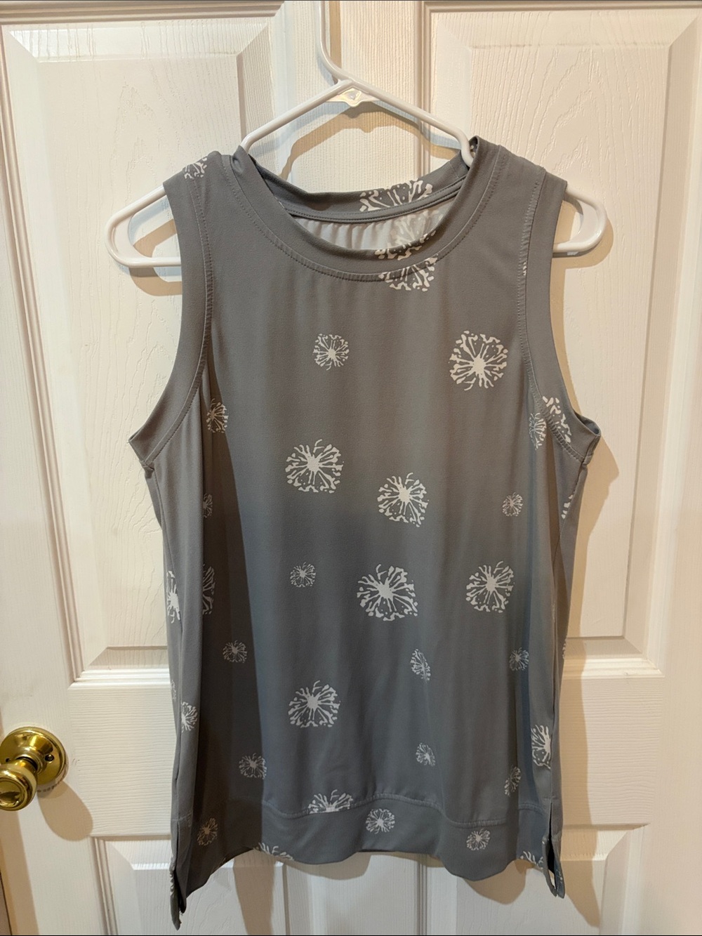 Amazon Gray Tank with White Floral Medallion Print